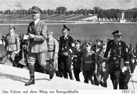 Adolf Hitler arrives in Nuremberg's Congress Hall
